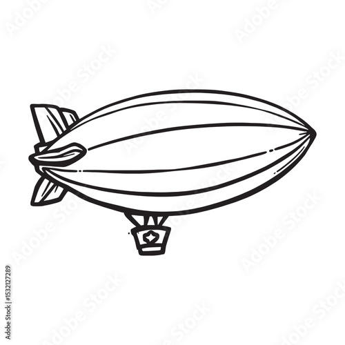 Minimalist Vector Line Art of Retro Zeppelin Aircraft