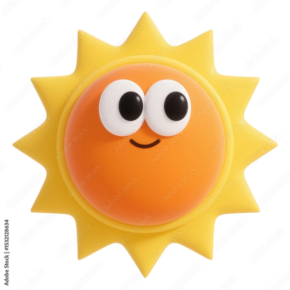 3D Smiling Sun with Big Eyes