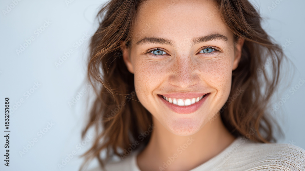 Joyful young woman in soft light portrait Joyful young woman in soft light portrait