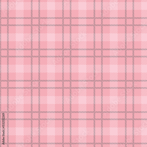 Seamless pink plaid pattern with gray lines, design for fabric, wallpaper, and backgrounds