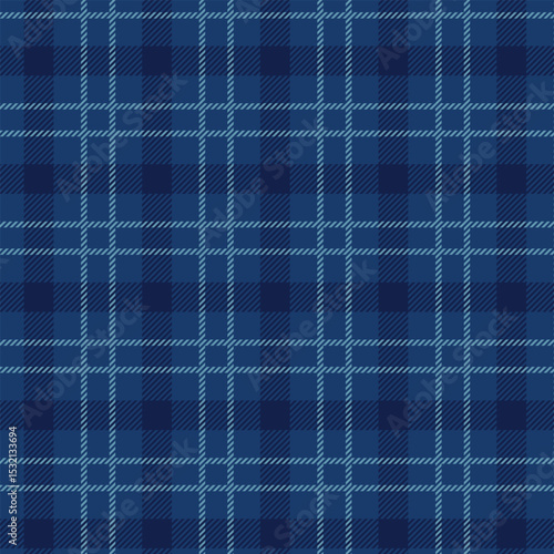 Seamless blue plaid pattern with textured lines, design for fabric, wallpaper, and backgrounds