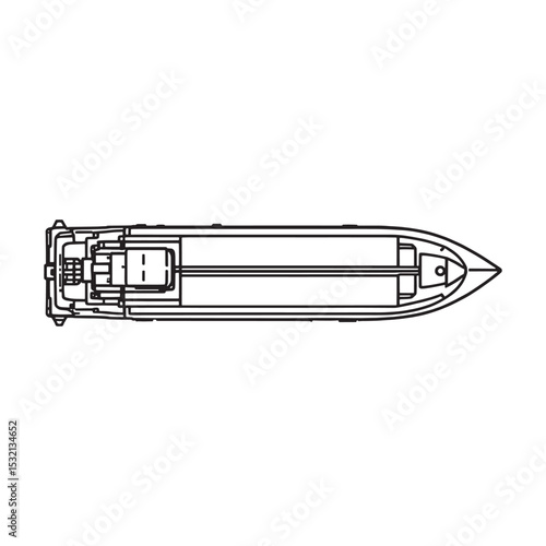 Outline sketch of industrial barge on waterway