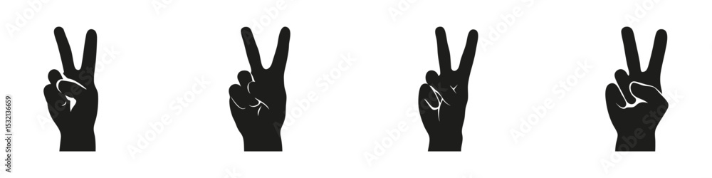 Victory Hand Gesture Icons Set. Communication and Expression Symbol Collection. Peace Sign and Gesture Use. Isolated Vector Illustration Victory Hand Gesture Icons Set. Communication and Expression Symbol Collection. Peace Sign and Gesture Use. Isolated Vector Illustration