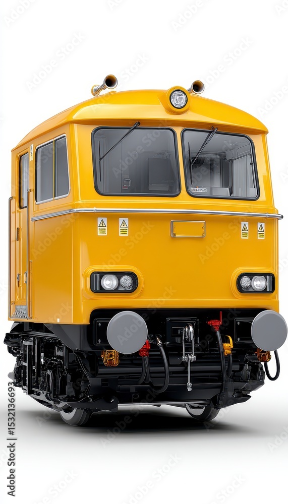 Yellow Freight Train Locomotive 3D Render on White Background Yellow Freight Train Locomotive 3D Render on White Background