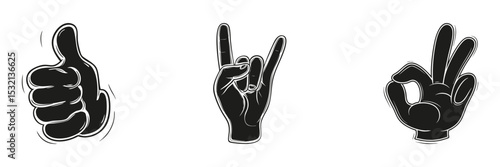 Hand Gesture Icons Collection. Communication and Expression Symbol Set. Isolated Vector Illustration