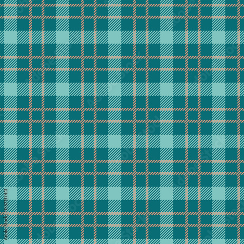 Seamless teal and tan plaid pattern design for fabric, wallpaper, and backgrounds