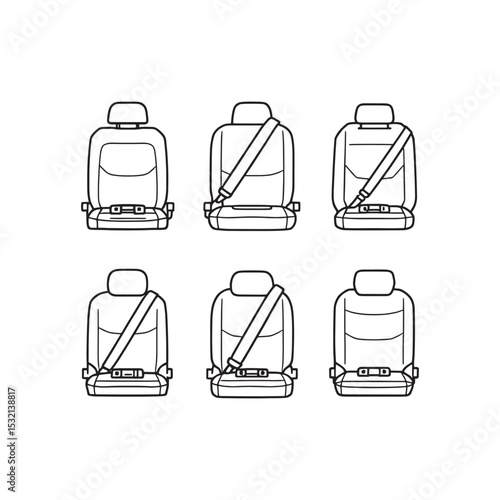 seatbelt safety icon simple line art vector design
