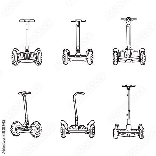 Segway self balancing electric vehicle outline vector art
