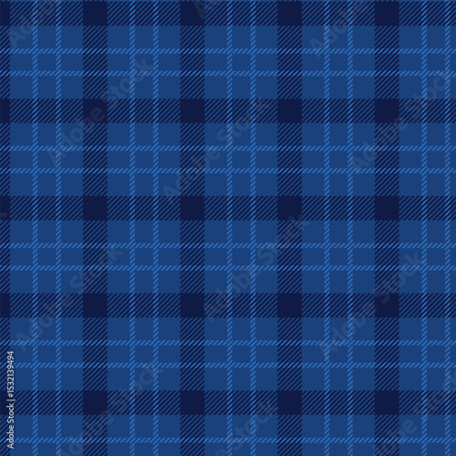 Seamless classic blue plaid pattern design for fabric, wallpaper, and backgrounds