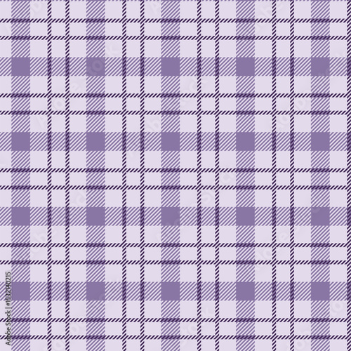 Seamless lilac and purple plaid pattern design for fabric, wallpaper, and backgrounds