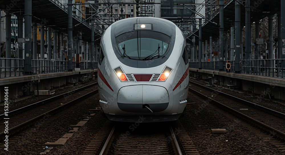 Fototapeta premium Modern High-Speed Train at a Railway Station Platform