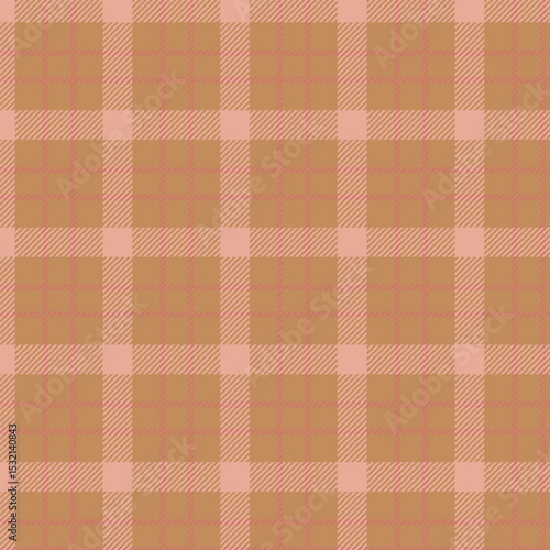 Seamless tan and pink plaid pattern design for fabric, wallpaper, and backgrounds
