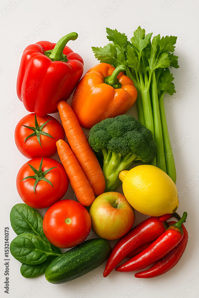 Vibrant Assortment of Fresh Vegetables and Fruits A Healthy and Colorful Harvest Vibrant Assortment of Fresh Vegetables and Fruits A Healthy and Colorful Harvest