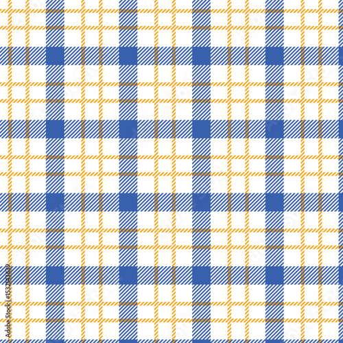 Seamless blue and gold plaid pattern isolated on white background design for fabric, wallpaper, and backgrounds