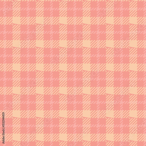 Seamless peach and coral plaid pattern design for fabric, wallpaper, and backgrounds