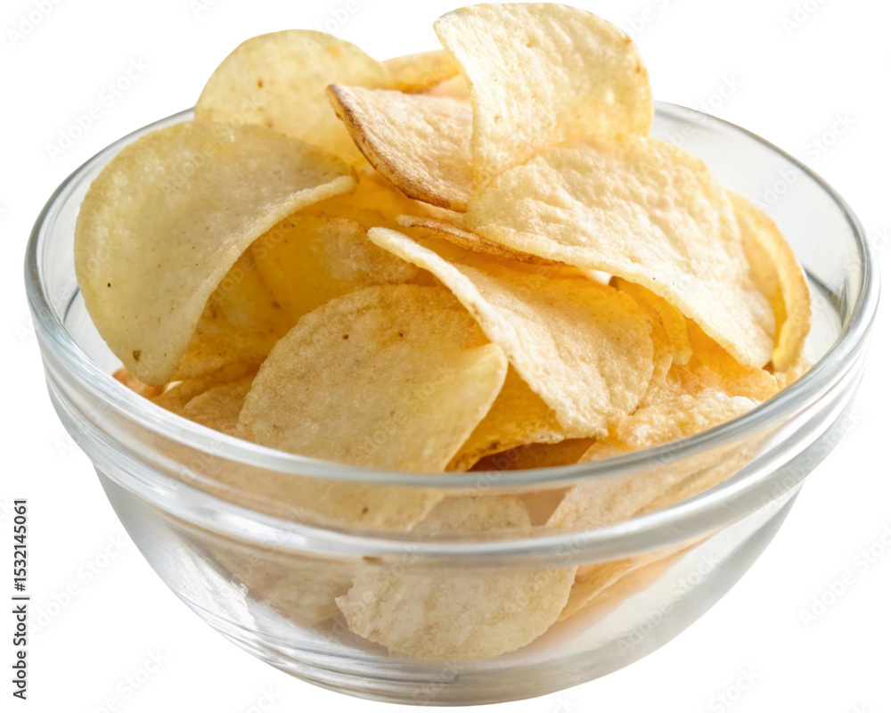 potato chips in a bowl on transparent potato chips in a bowl on transparent
