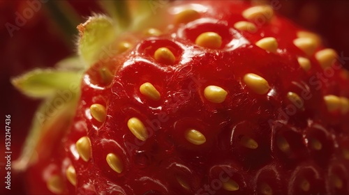 Wallpaper Mural A macro view of a ripe strawberry's textured skin, complete with its green top. Torontodigital.ca