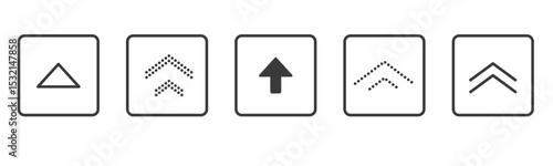 Swipe up icon arrow button, ui scroll symbol. Swipe slide simple minimal line sign. Move button, app interface action. 