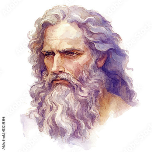 watercolor of Zeus Greek Mythology, vector, isolated on a white background.