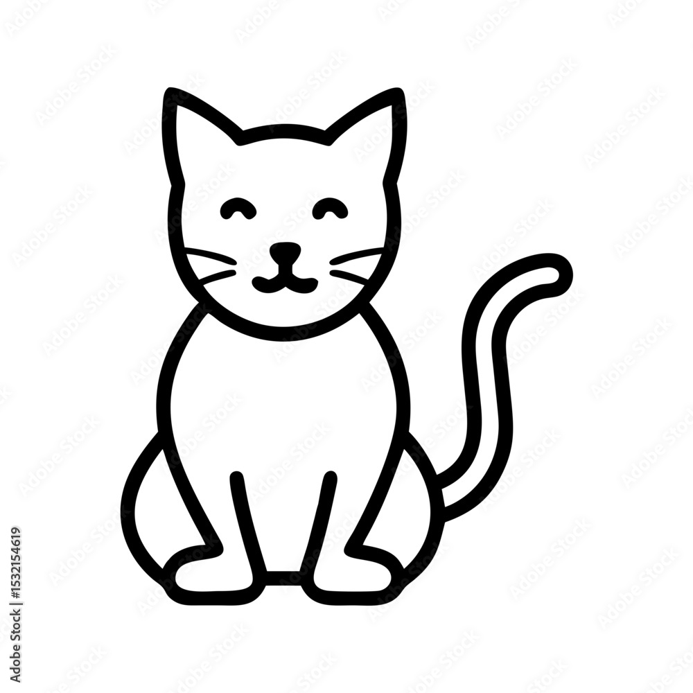 Minimalist black outline vector icon of a cat in minimal style, symbolizing pets, and companionship in a clean and simple design Minimalist black outline vector icon of a cat in minimal style, symbolizing pets, and companionship in a clean and simple design