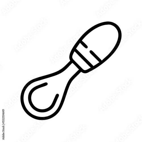 Minimalist black outline vector icon of a baby spoon, symbolizing infant feeding, child care, and mealtime in a clean and simple design