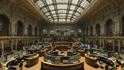 Historical Trading Floor Stock Exchange Frankfurt Germany with ornate architecture