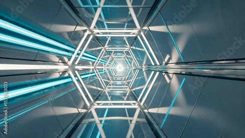 4k motion design. Looped seamless 3d animation of a flight through a light space tunnel. motion video.