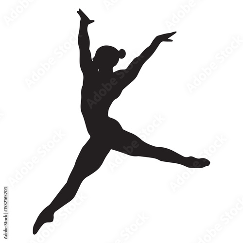 Silhouette of a female gymnast in a dynamic pose