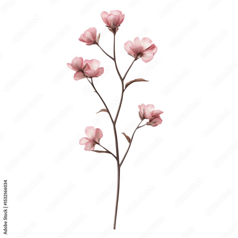 Fototapeta premium Pink Dogwood Flowers on Branch on Transparent Background.