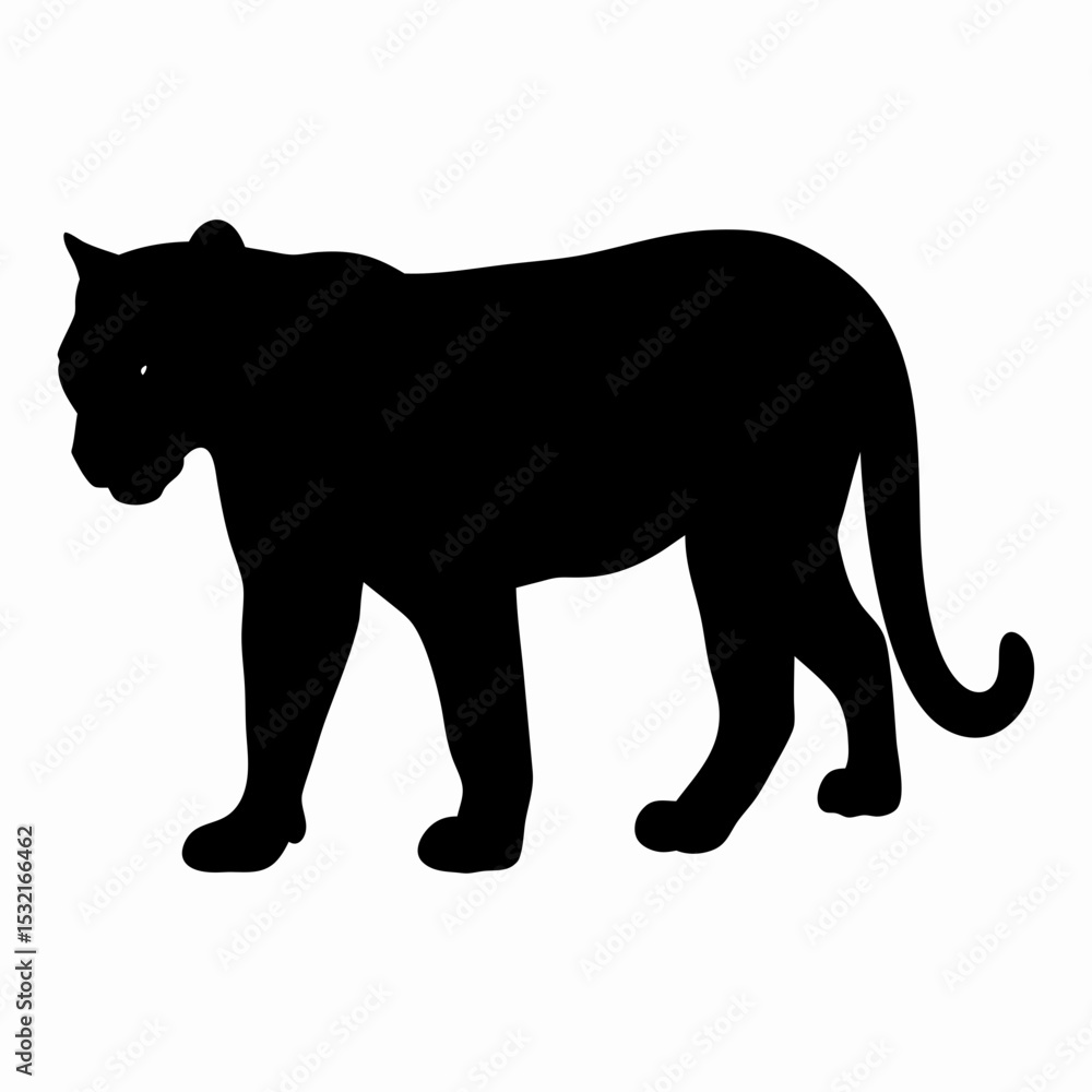 Obraz premium Silhouette of a Walking Panther Isolated on White Background 