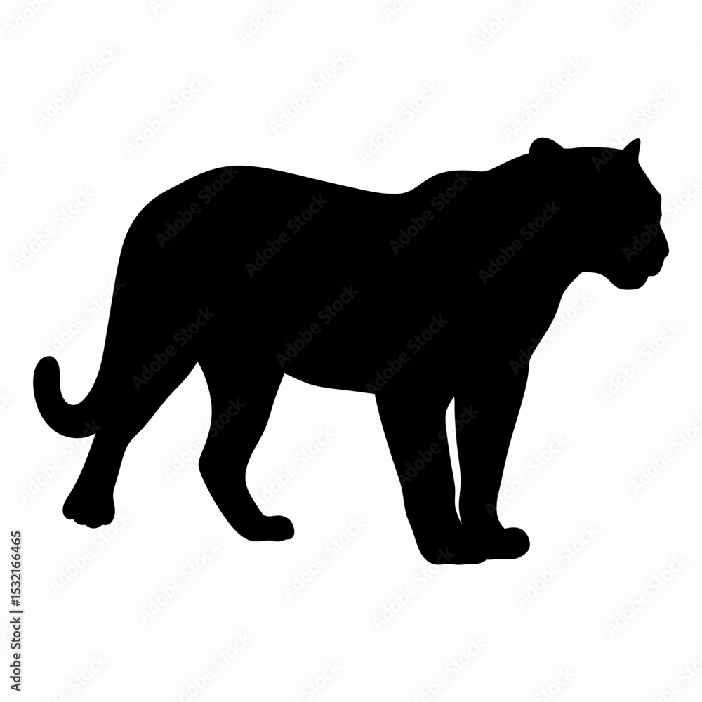 Obraz premium Silhouette of a Walking Panther Isolated on White Background