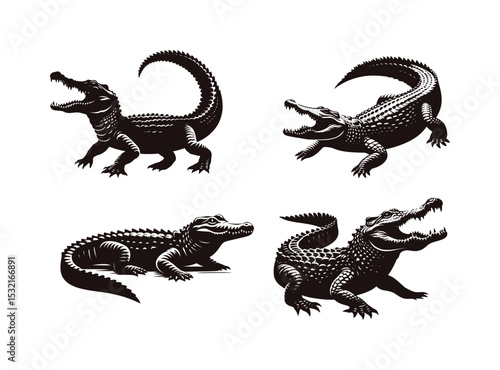 set of crocodile silhouette (artwork 2)