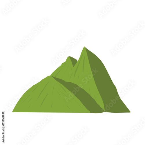 green mountain illustration. Flat design illustration of green high hill mountain. Illustration of mountains 