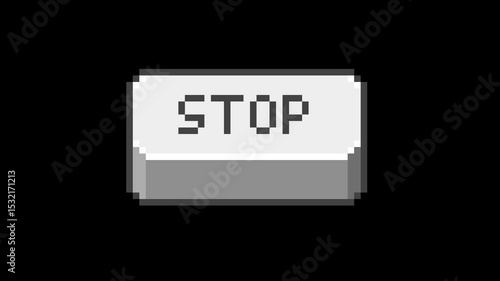 ドット絵のボタンを押す素材,透過背景,STOP