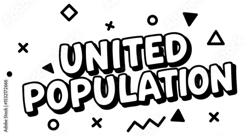 United States population demographics displayed in a graphic design. Text in bold. 3D style font. and geometric shapes in a minimalist aesthetic.
