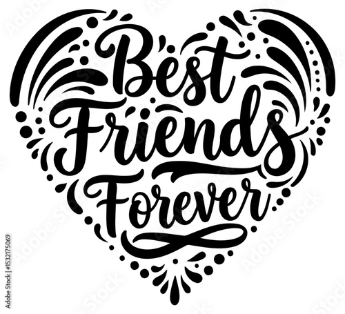 Best Friends Forever heart-shaped graphic design. Stylish graphic design with simple. decorative details for print or digital use.