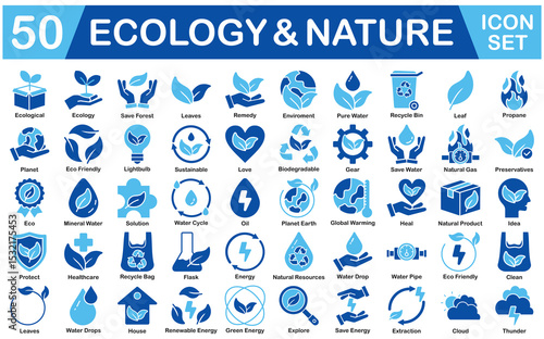 Ecology And Nature Icon Set With Ecological, Save Forest, Leaves, Remedy, Enviroment, Pure Water, Leaf, Propane, Planet, Eco Friendly, Lightbulb, Sustainable, Love, Gear, Eco