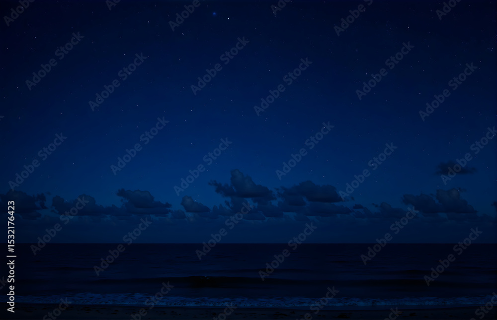 Fototapeta premium Starry Sky Over the Night Ocean