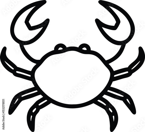 A cute crab with thick black outlines is centered against white backdrop
