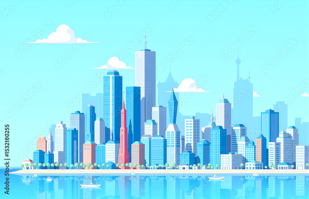 Fototapeta premium Fresh City Skyline Illustration