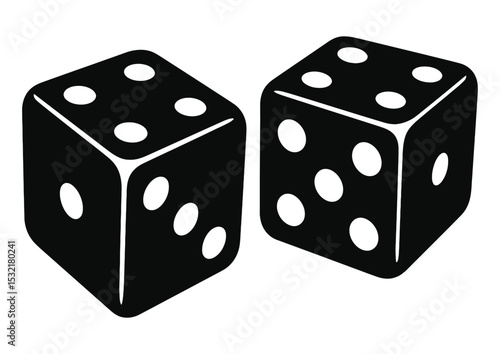 Pair of Black Casino Dice Icon - Gambling and Game Symbol