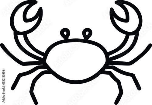 Outline crab illustration with basic design reveals a simple yet engaging oceanic theme