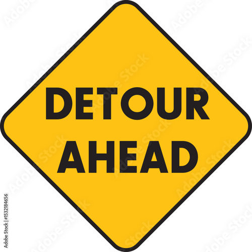 Vector illustration of a detour ahead sign