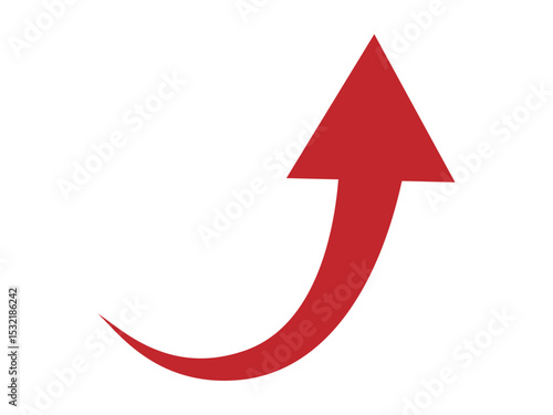 シンプルな赤色上矢印　やじるし　アップ　上昇　UP　記号　シルエット　ベクター素材