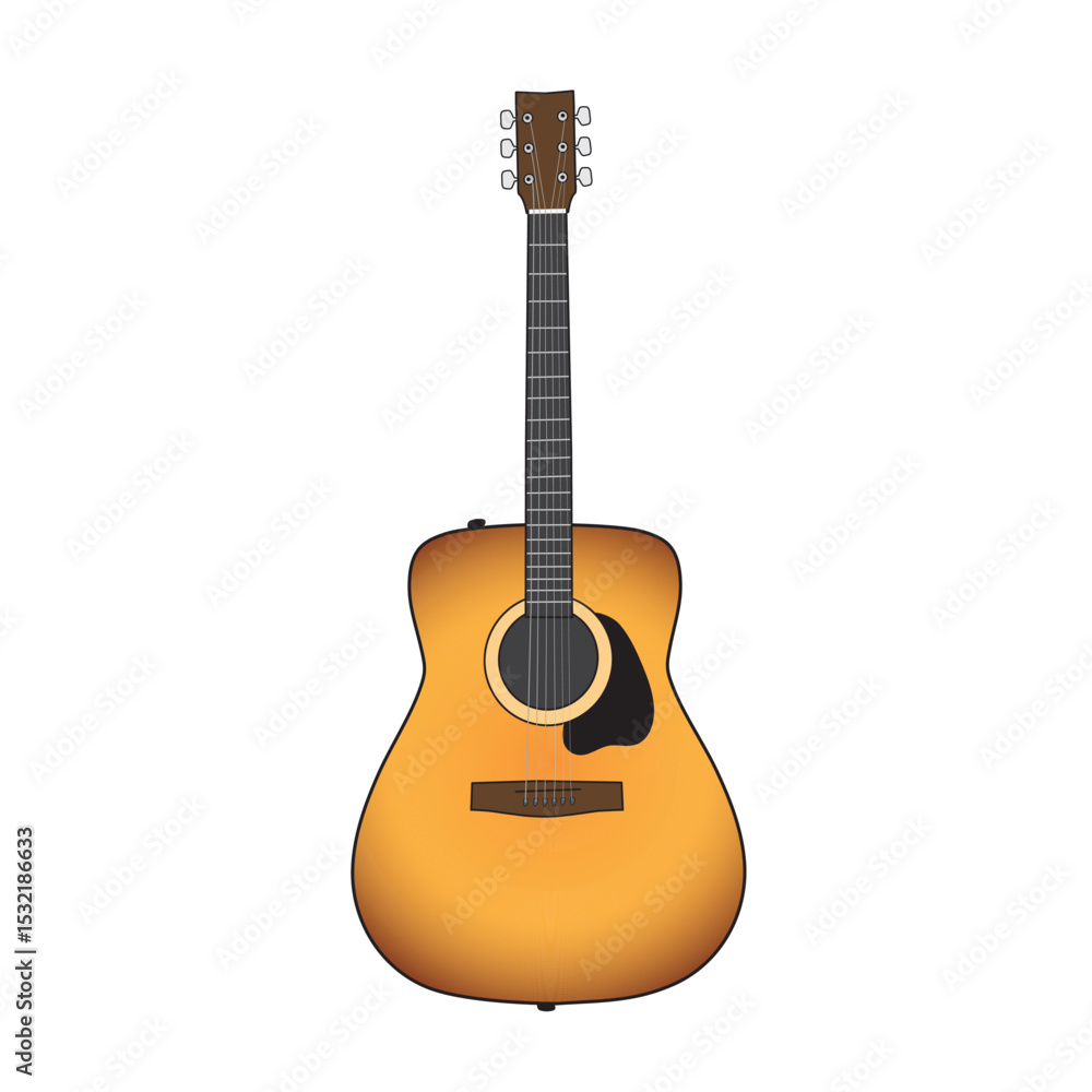 Naklejka premium acoustic guitar isolated with a sunburst color