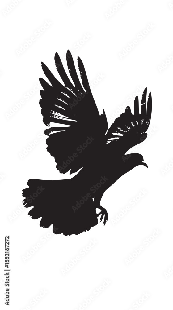 Naklejka premium Pigeon silhouette, flying Pigeon silhouette vector 