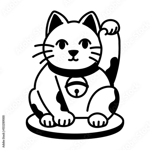 A doodle style icon of maneki neko
