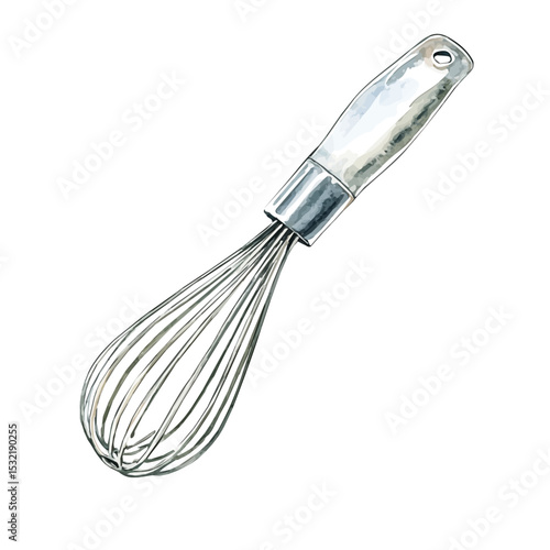 Whisk, watercolor painting vector, isolated on a white background.