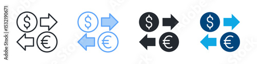 Currency Exchange Icon Outline Style. Vector Illustration For Graphic Design