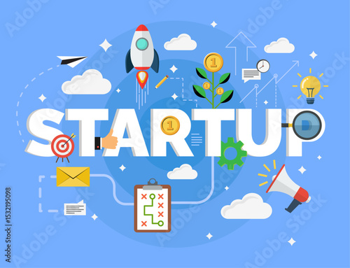 startup development composition concept idea illustration clipart infographic